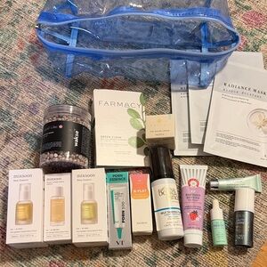 Skincare and Beauty Product Set with Blue Bag